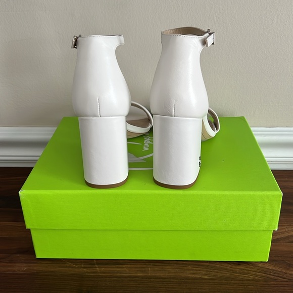 Sam Edelman Daniella Ankle Strap Sandal Elegant White Block Heels - 8 - Picture 6 of 8